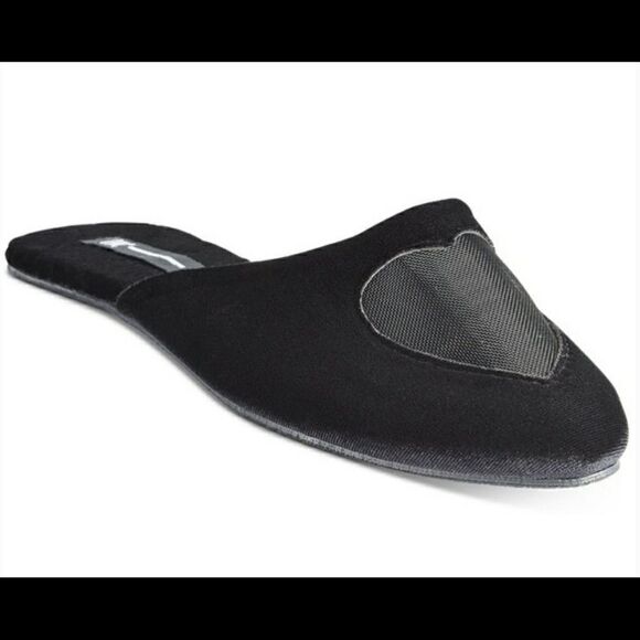 NWT INC International Concepts Women's Mesh-Heart black Slippers - Picture 1 of 4